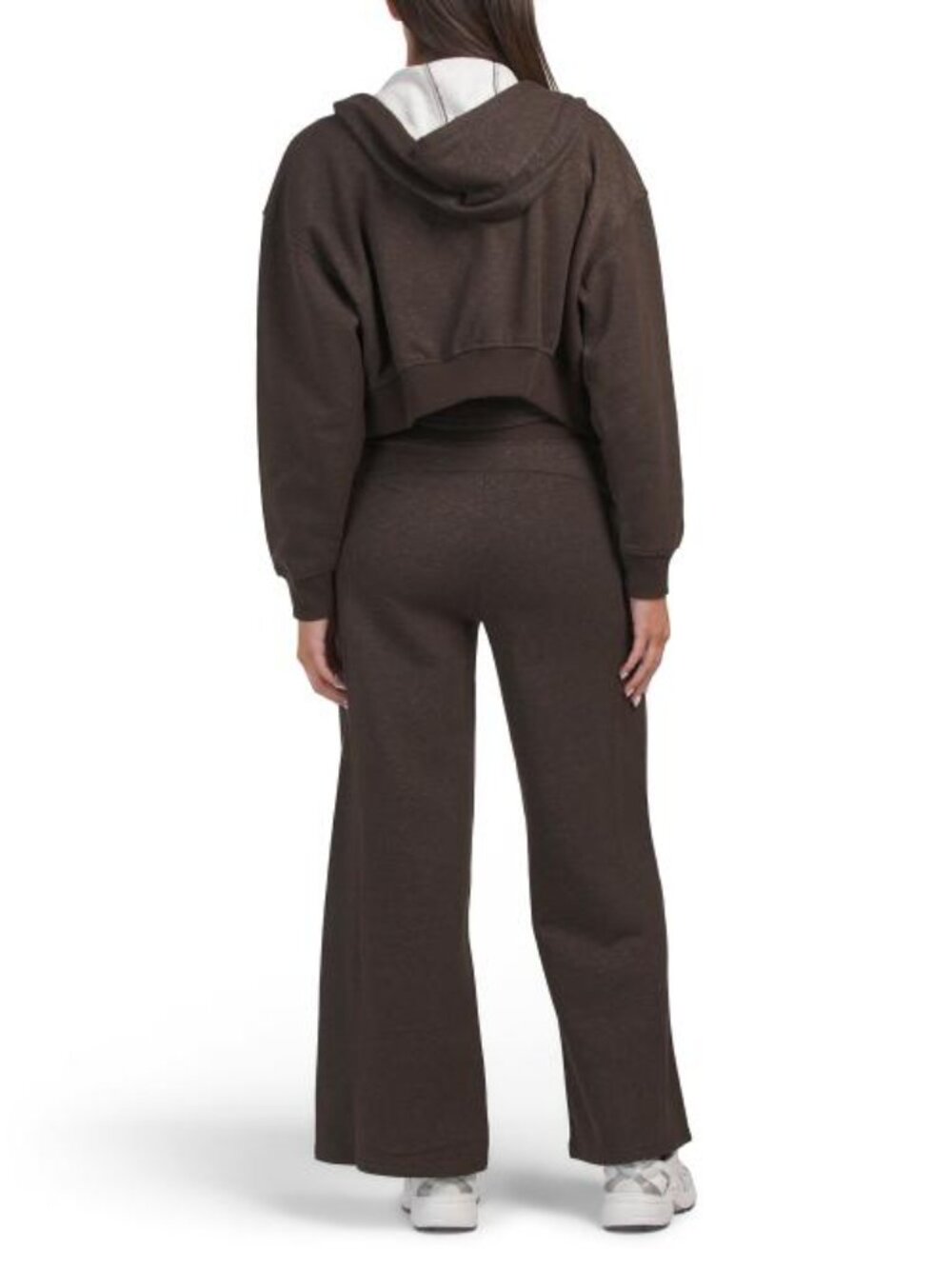 YOGALICIOUS 3pc Baby Fleece Hoodie Corset Tank Top And Wide Leg Pants Set - Picture 4 of 5
